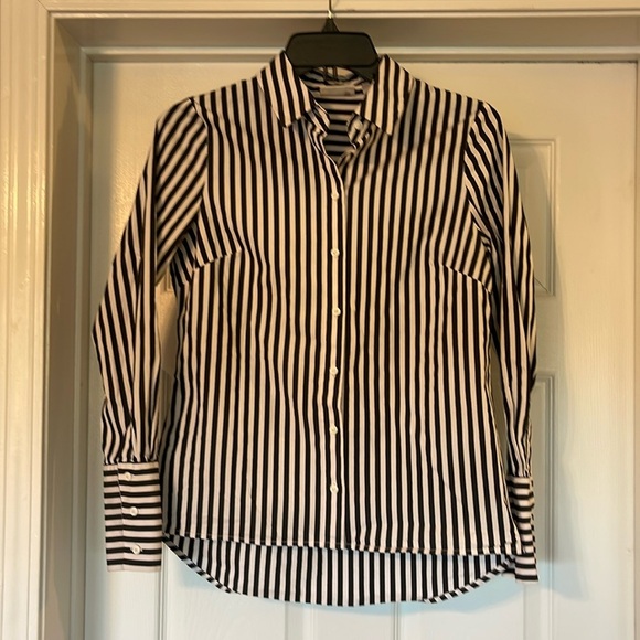 Eva-Mendes - black & white stripe button up shirt - size XS - Picture 1 of 6